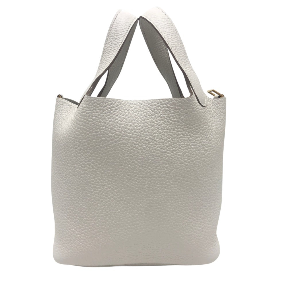 HERMES Picotin Rock PM 18 Picotin PM GoldHardware Bag Hand Bag Taurillon Clemence Beton White Used