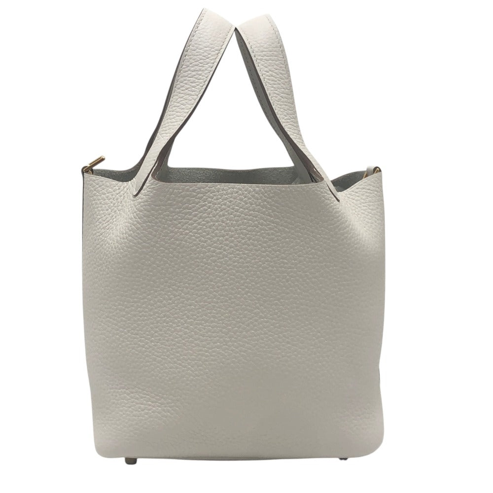 HERMES Picotin Rock PM 18 Picotin PM GoldHardware Bag Hand Bag Taurillon Clemence Beton White Used