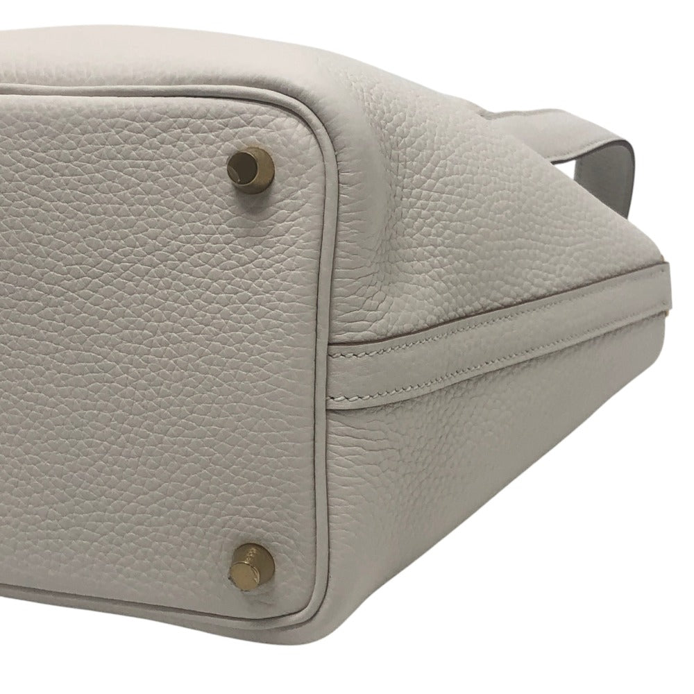 HERMES Picotin Rock PM 18 Picotin PM GoldHardware Bag Hand Bag Taurillon Clemence Beton White Used