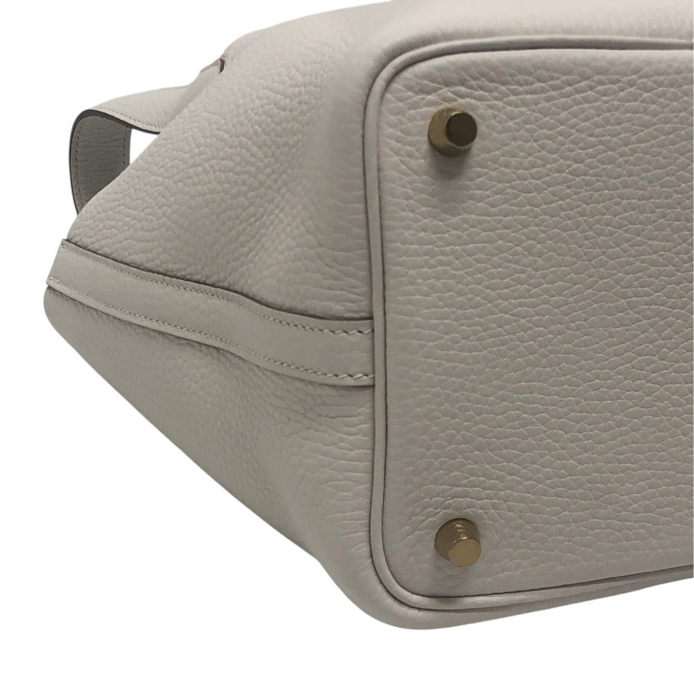 HERMES Picotin Rock PM 18 Picotin PM GoldHardware Bag Hand Bag Taurillon Clemence Beton White Used