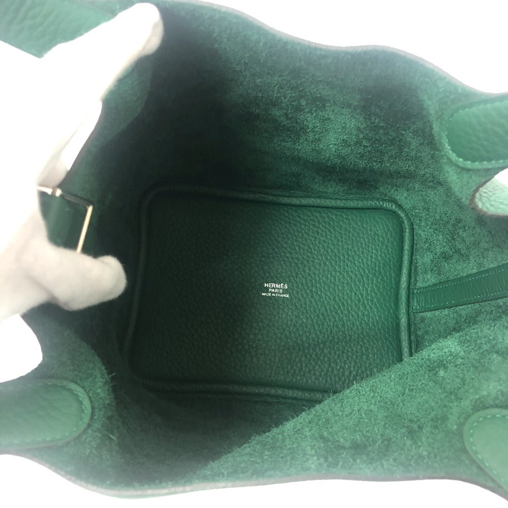 HERMES Picotin Rock PM 18 Picotin PM Bag Hand Bag Taurillon Clemence Vert Moyen x SVHardware Green Used