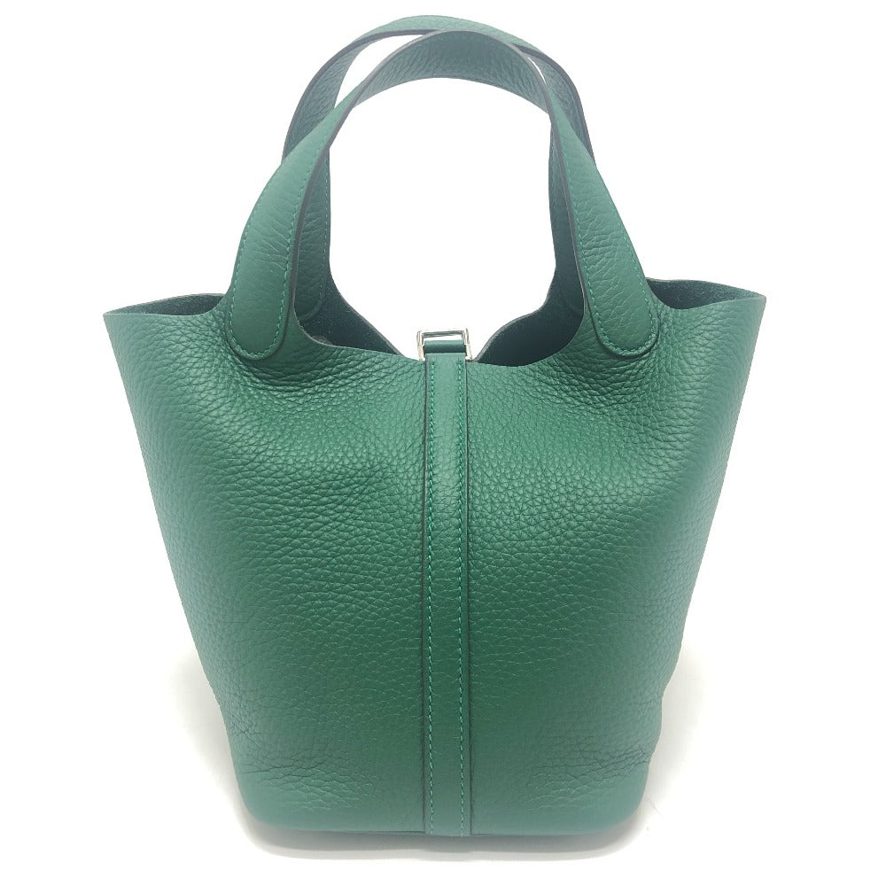 HERMES Picotin Rock PM 18 Picotin PM Bag Hand Bag Taurillon Clemence Vert Moyen x SVHardware Green Used