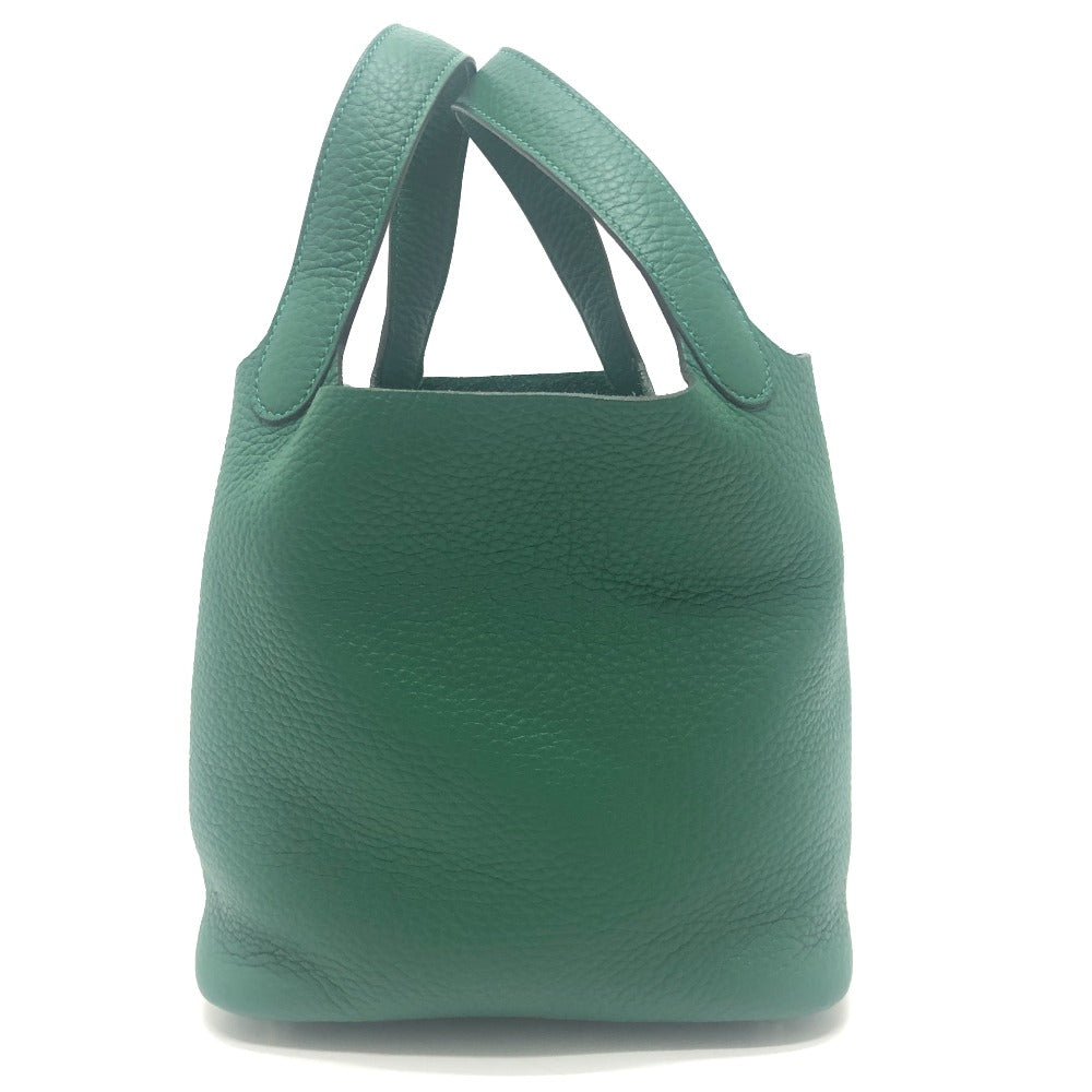 HERMES Picotin Rock PM 18 Picotin PM Bag Hand Bag Taurillon Clemence Vert Moyen x SVHardware Green Used