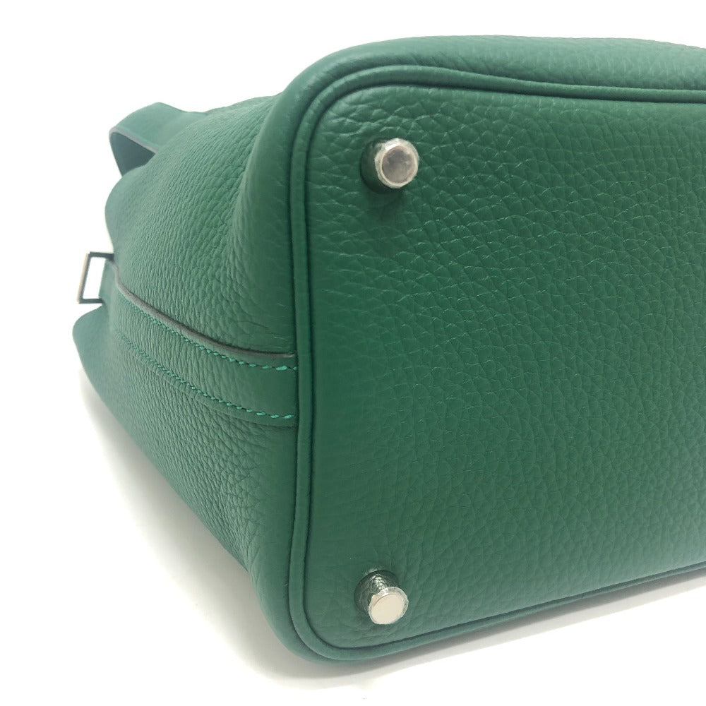 HERMES Picotin Rock PM 18 Picotin PM Bag Hand Bag Taurillon Clemence Vert Moyen x SVHardware Green Used