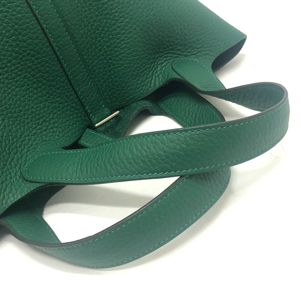 HERMES Picotin Rock PM 18 Picotin PM Bag Hand Bag Taurillon Clemence Vert Moyen x SVHardware Green Used