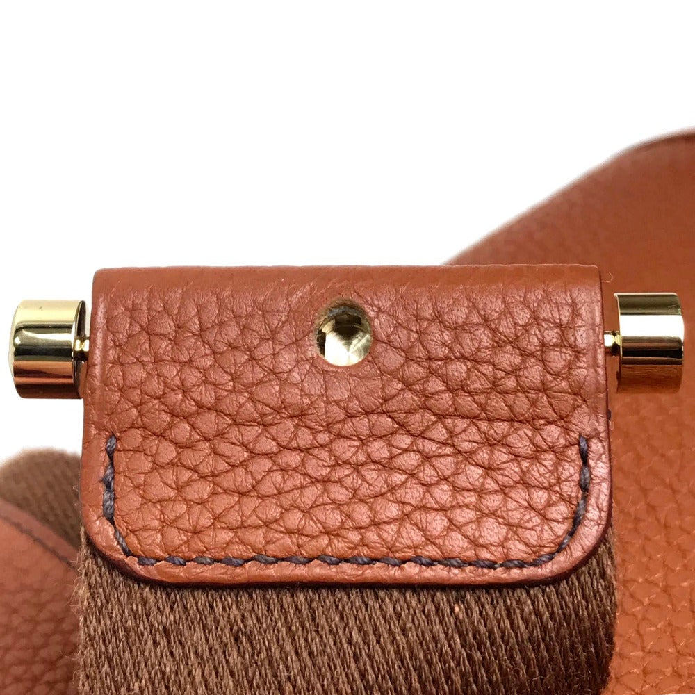 HERMES Boullang Shoulder Bag, Taurillon Clemence Leather, Brown, Women's