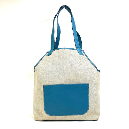 HERMES Jardinier PM Shoulder Bag, Toile H Tote Bag, Women's, Blue Jean, Blue