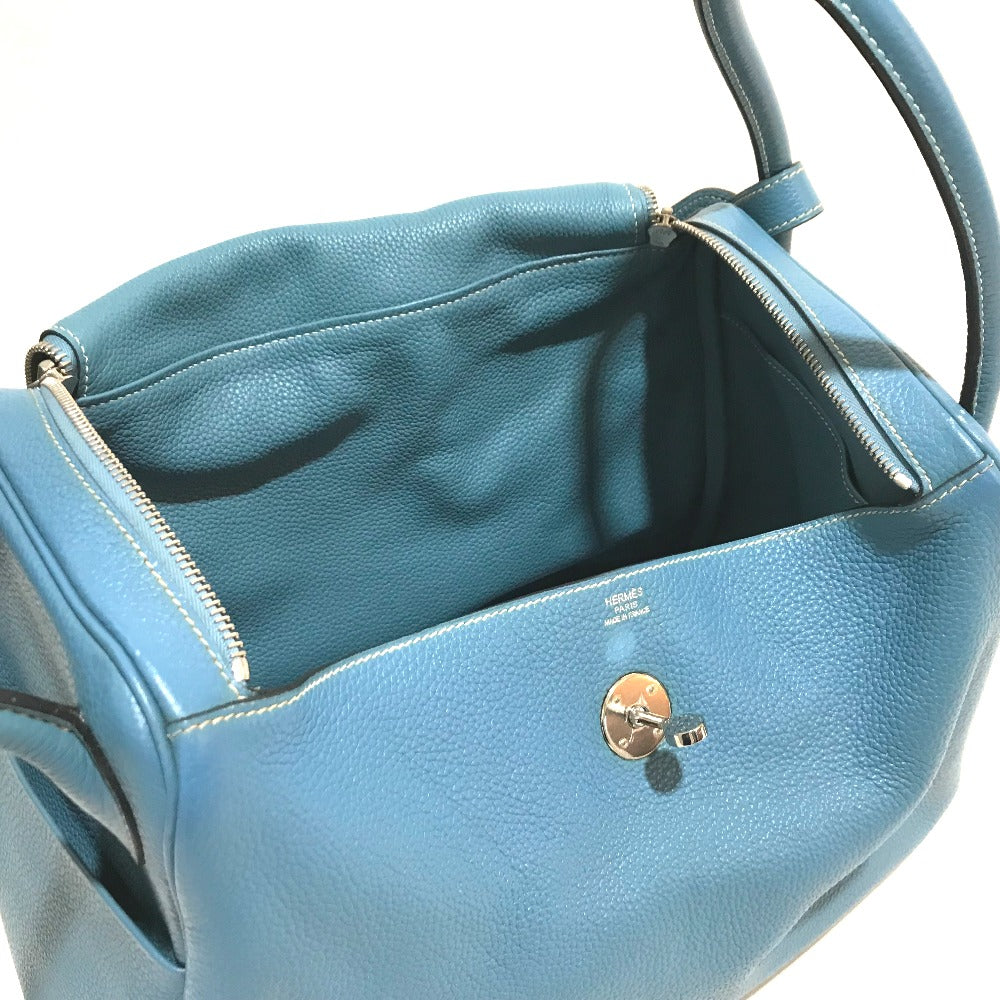 HERMES Lindy 34 Shoulder Bag/Handbag in Taurillon Clemence Leather, Women's, Blue Jean