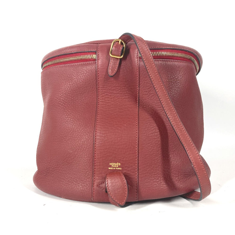 HERMES シティ バニティバッグ ハンドバッグ レザー レディース レッド