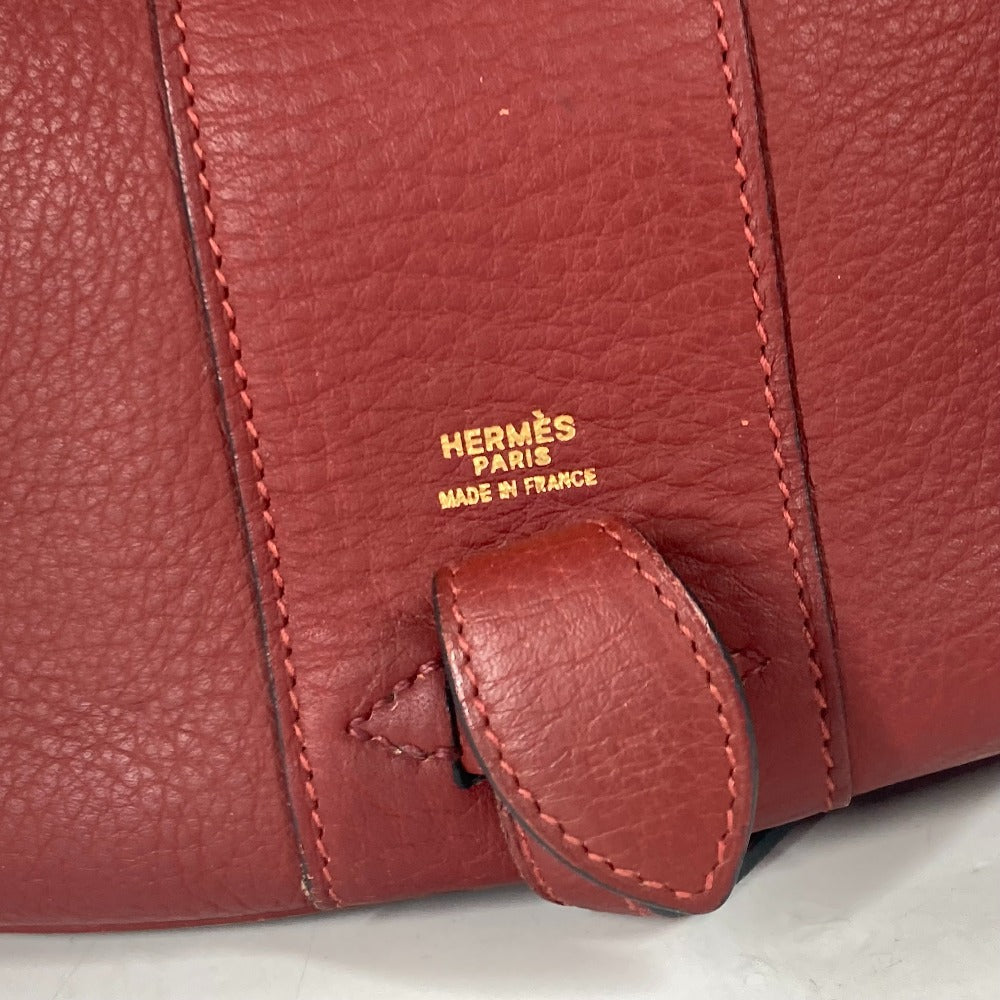 HERMES シティ バニティバッグ ハンドバッグ レザー レディース レッド