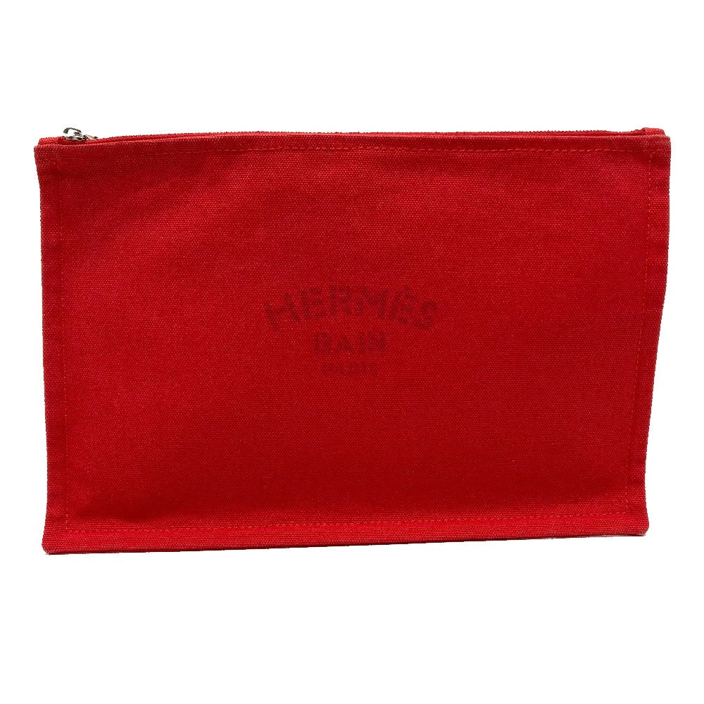 HERMES Yachting GM Flat Zipper Multi-Pouch, Cotton, Unisex, Red