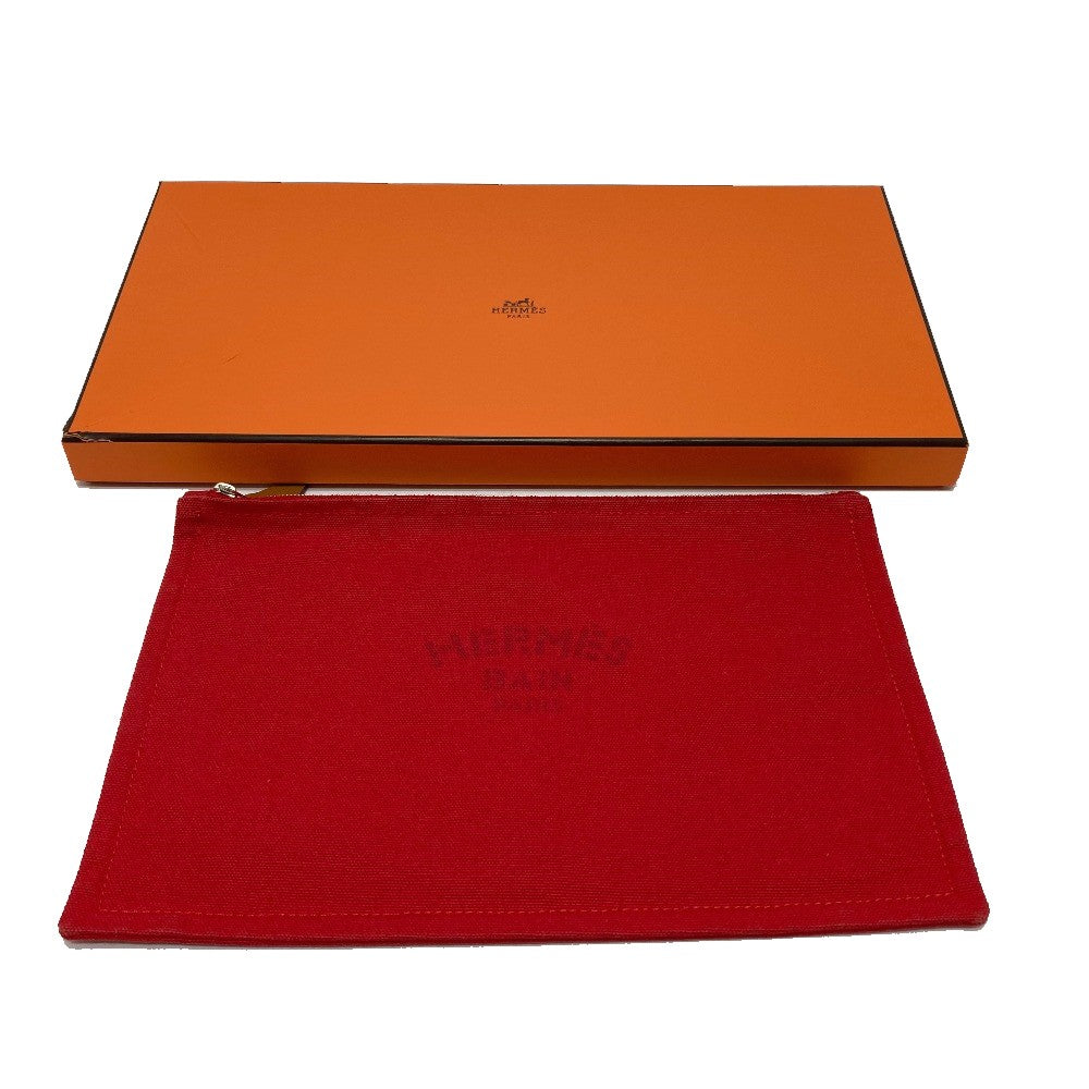HERMES Yachting GM Flat Zipper Multi-Pouch, Cotton, Unisex, Red