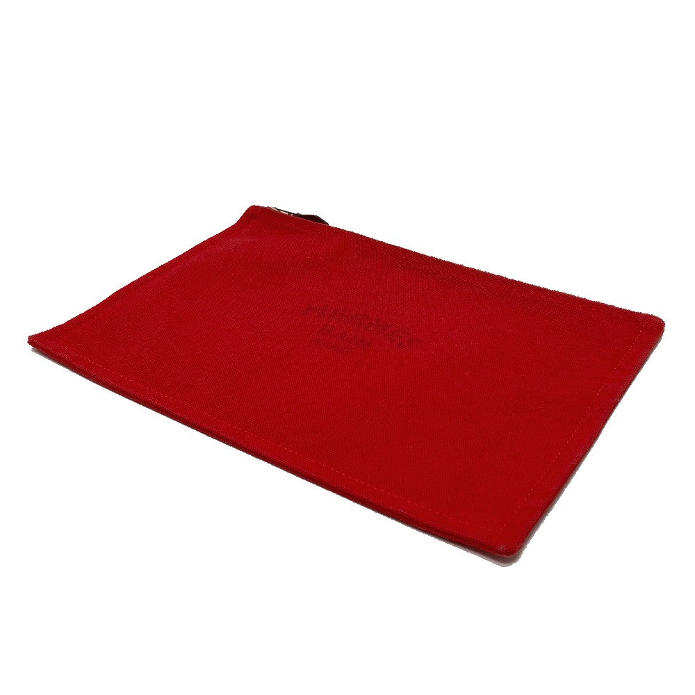 HERMES Yachting GM Flat Zipper Multi-Pouch, Cotton, Unisex, Red