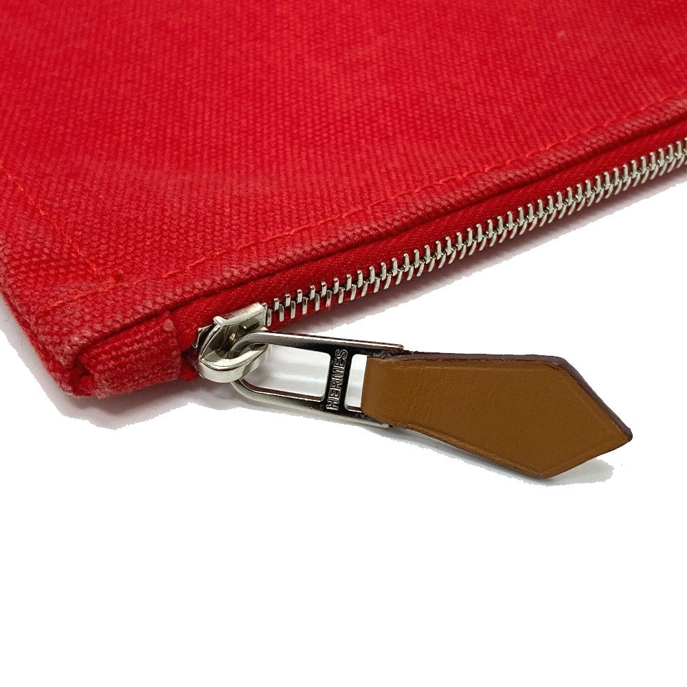 HERMES Yachting GM Flat Zipper Multi-Pouch, Cotton, Unisex, Red