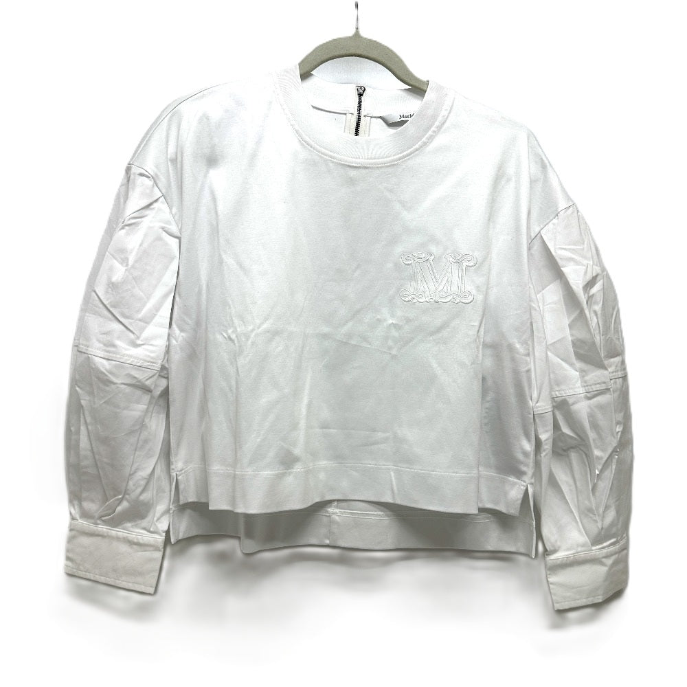 Max Mara 2411941012 Dolly Cotton Poplin Jersey Pakaian Lengan Panjang Lengan Panjang Kapas Wanita Kapas Putih