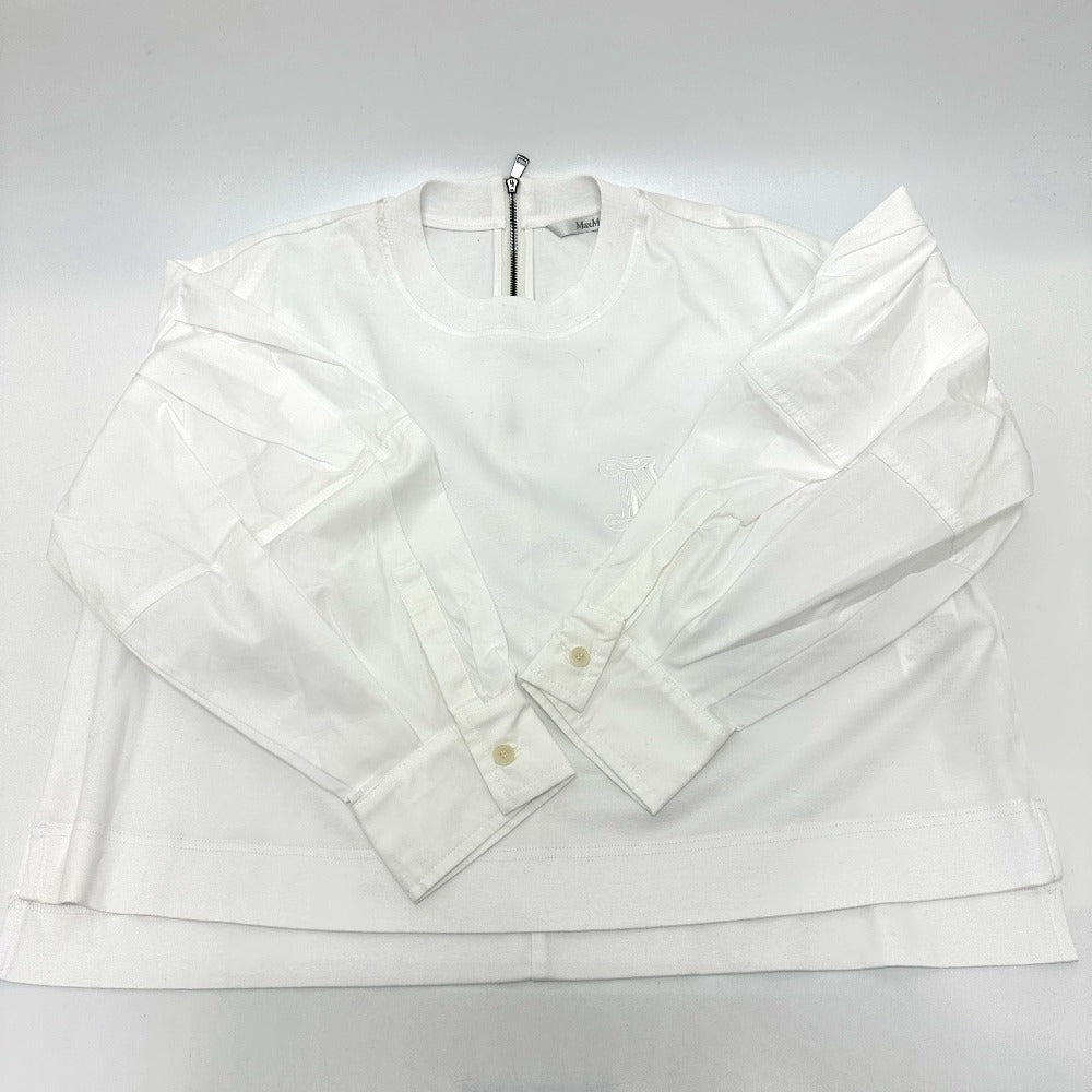 Max Mara 2411941012 Dolly Cotton Poplin Jersey Pakaian Lengan Panjang Lengan Panjang Kapas Wanita Kapas Putih