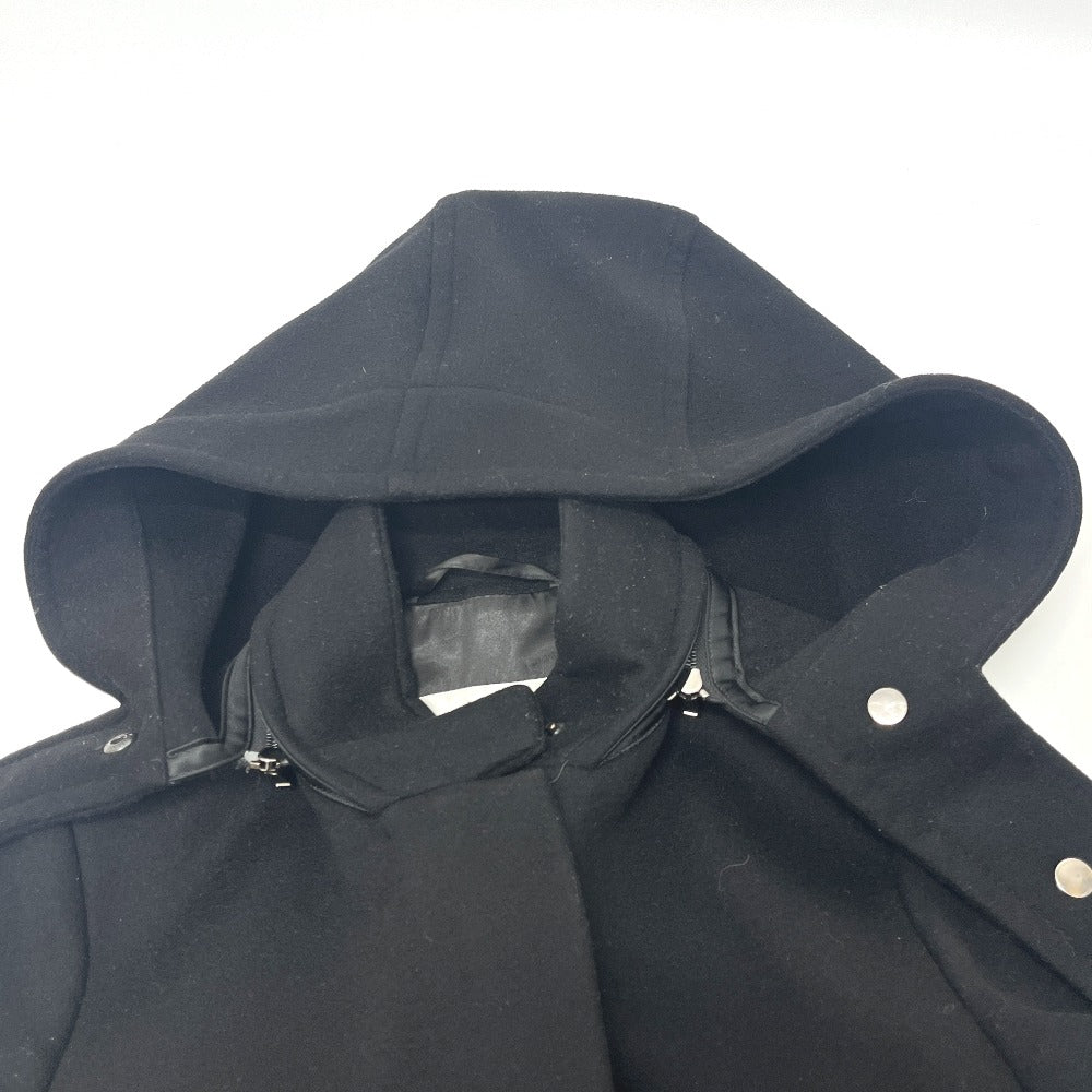 MAX MARA Women's Hooded Zip-Up Long Coat in Black Wool