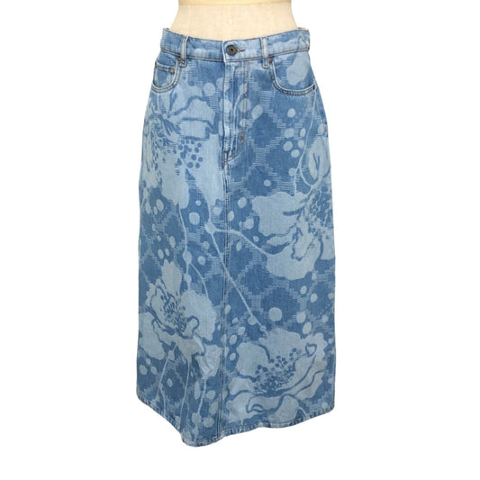 MAX MARA 23510601396 Weekend Hibiscus pattern Midi-length denim skirt cotton blue Used