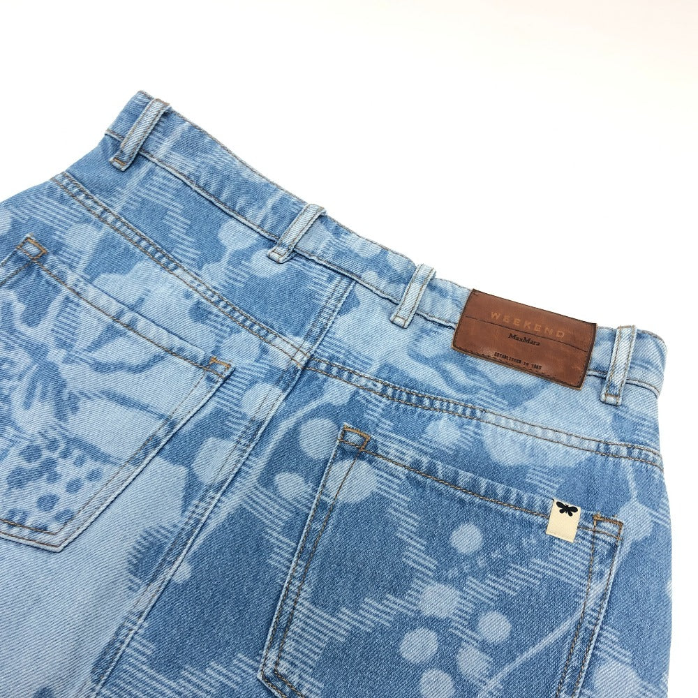 MAX MARA 23510601396 Weekend Hibiscus pattern Midi-length denim skirt cotton blue Used