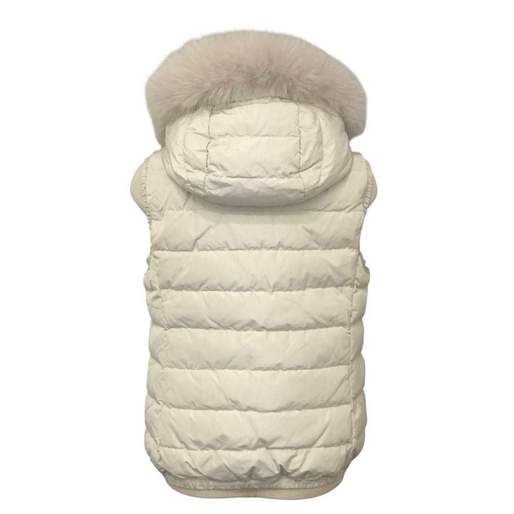 MAX MARA S Max Mara Apparel Outerwear Fur Hooded Down vest Nylon Beige Used