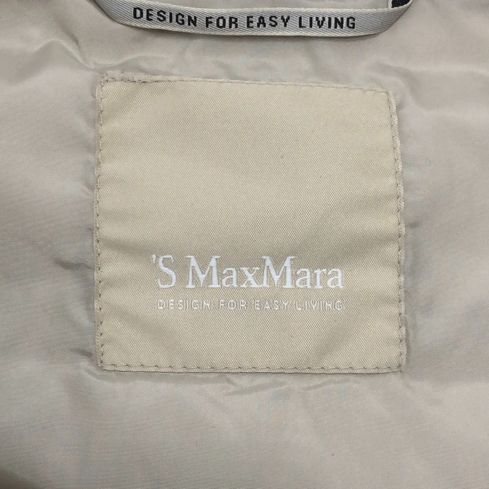 MAX MARA S Max Mara Apparel Outerwear Fur Hooded Down vest Nylon Beige Used