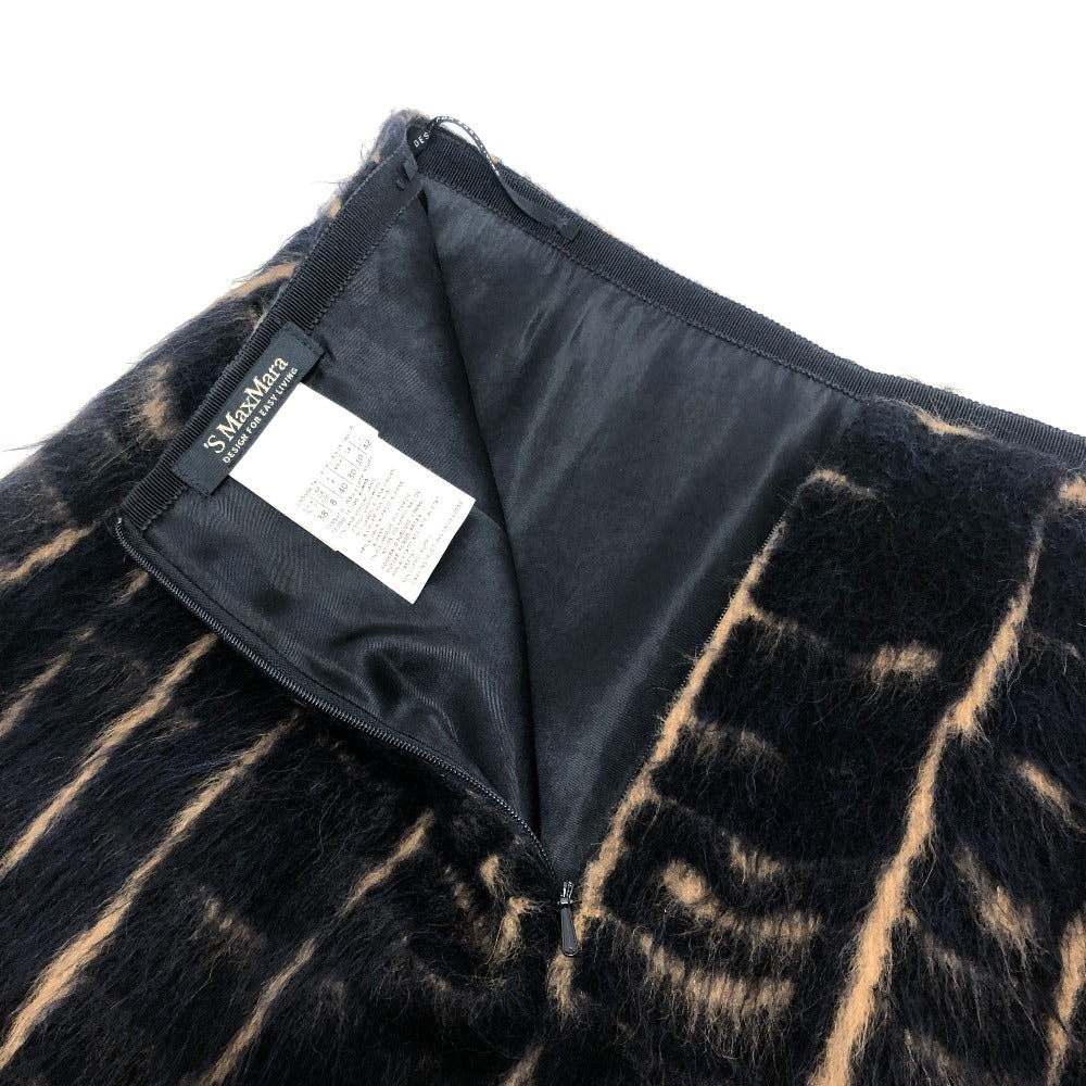 MAX MARA S Max Mara Knee-length shaggy skirt, apparel bottoms skirt alpaca Brown/Black Used