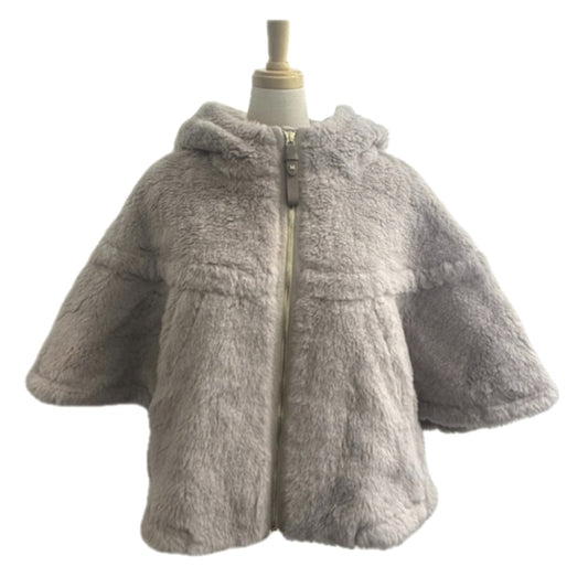 MAX MARA 25247361926 Petalo Teddy Bear Cape, Hooded Poncho, Alpaca, Women's, Gray-Beige