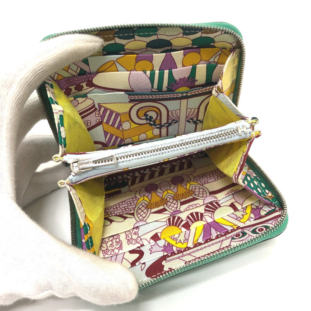 HERMES アザップコンパクト･シルクイン ラウンド コンパクトウォレット 2つ折り財布 ヴォーエプソン レディース ヴェールジェイド グリーン