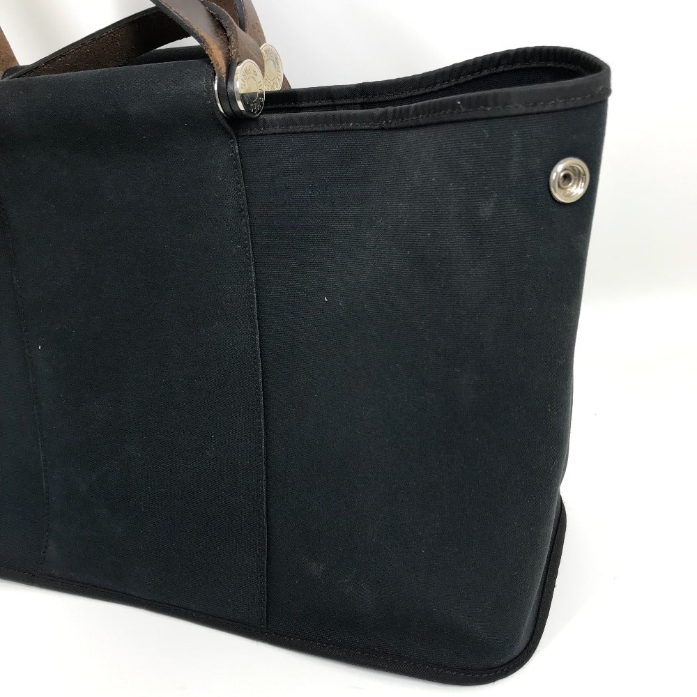 HERMES Cabag Elan PM 2-Way Handbag, Shoulder Bag, Tote Bag, Toile Officier/Leather, Black, Women's