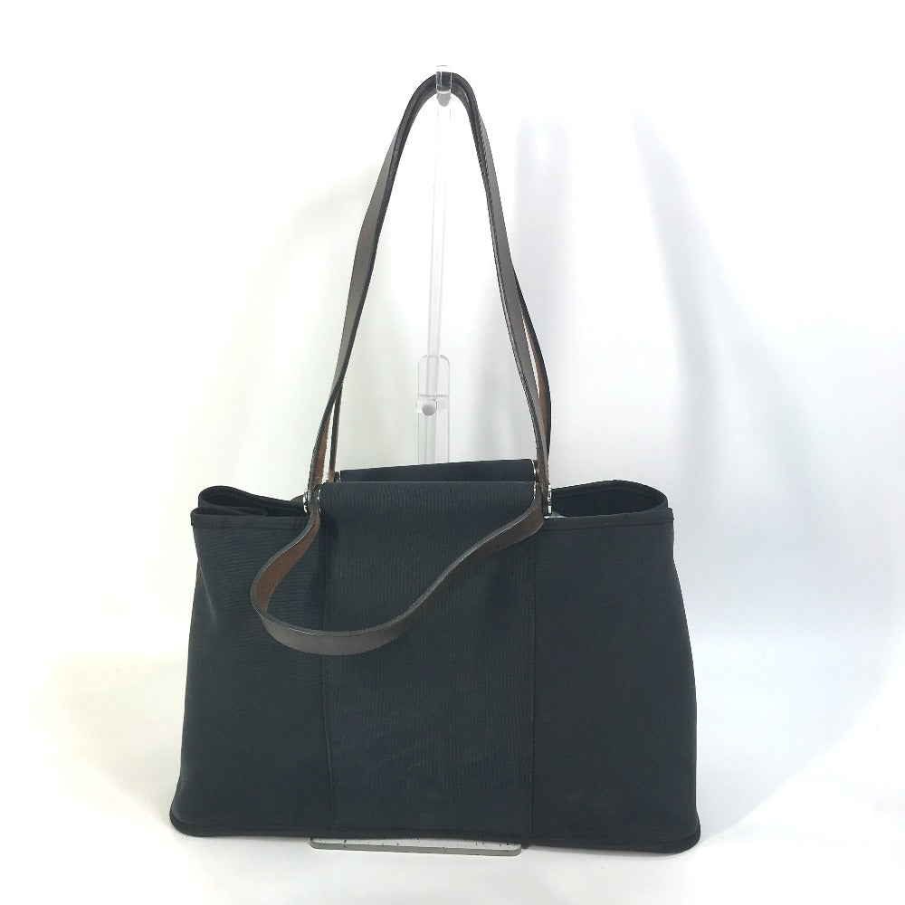 HERMES Cabag Elan PM 2-Way Handbag, Shoulder Bag, Tote Bag, Toile Officier/Leather, Black, Women's