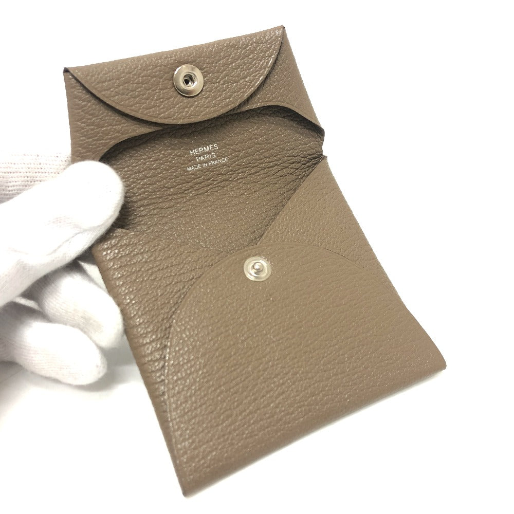 HERMES バスティア 小銭入れ 財布 ウォレット コインケース シェーブル レディース エトゥープ ベージュ - brandshop-reference
