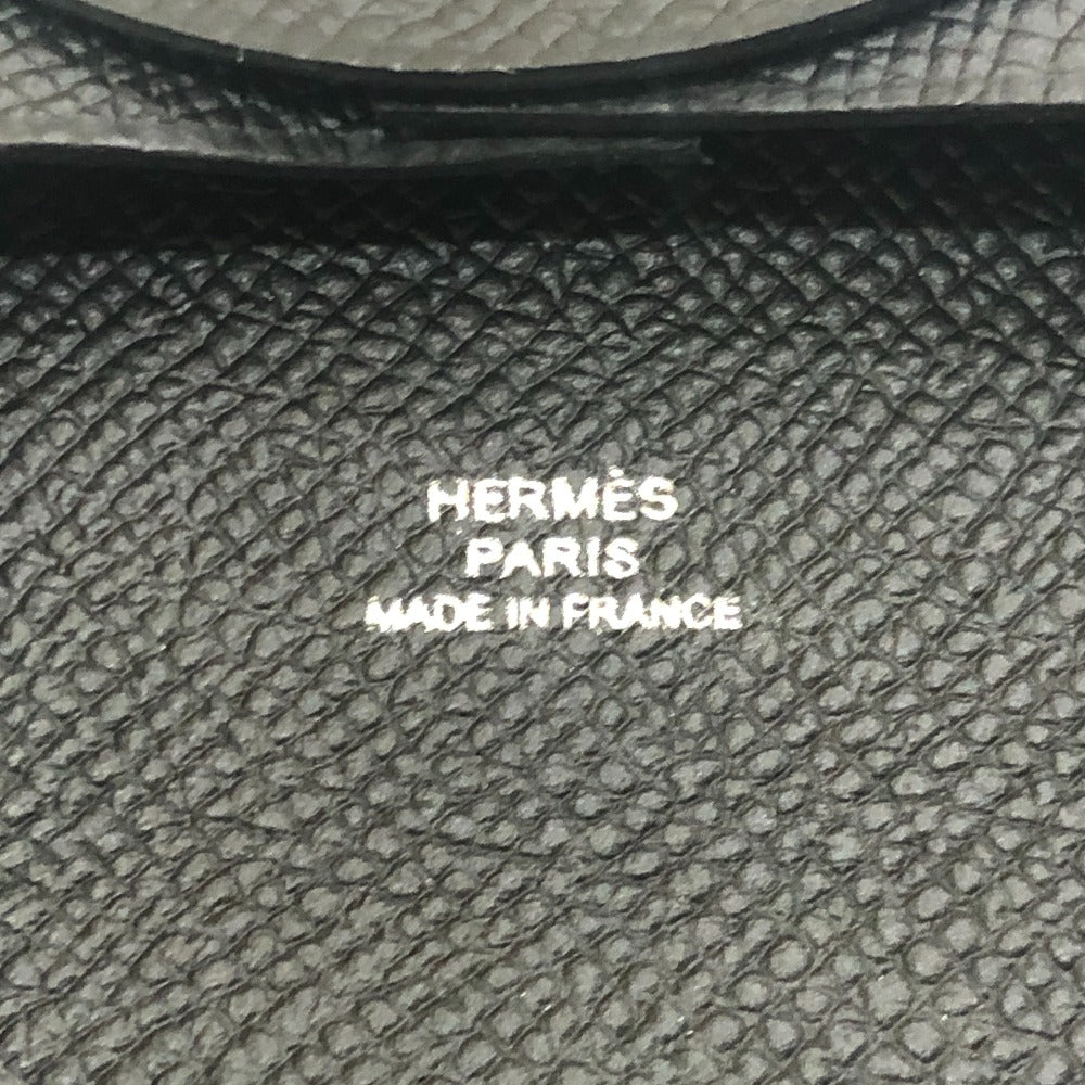 HERMES バスティア 財布 小銭入れ スクエア シルバー金具 コインケース エプソン ユニセックス ブラック