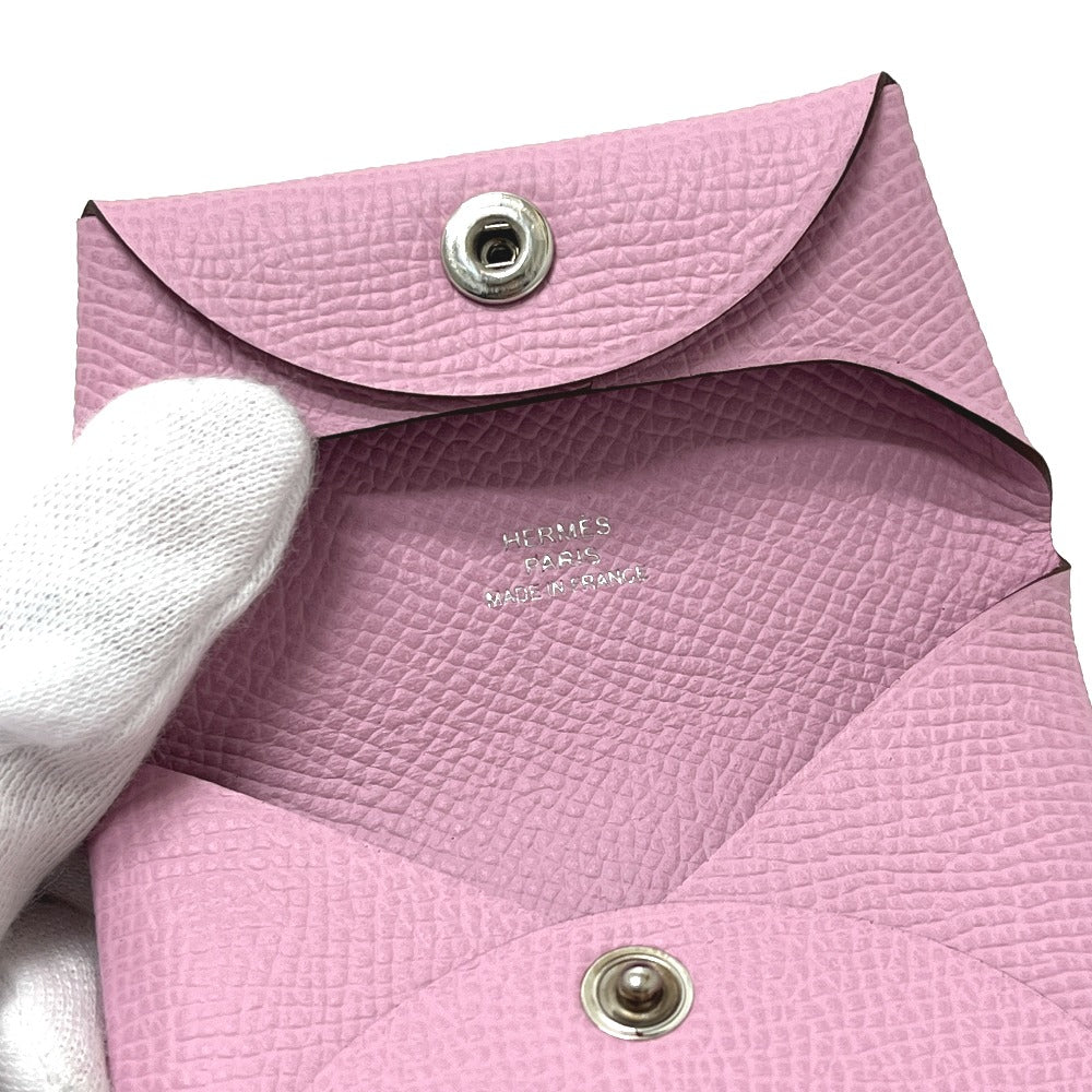 HERMES Bastia Wallet Coin Compartment Mini Pouch Small Item Case coin purse Epsom Morve Silvestre pink Used