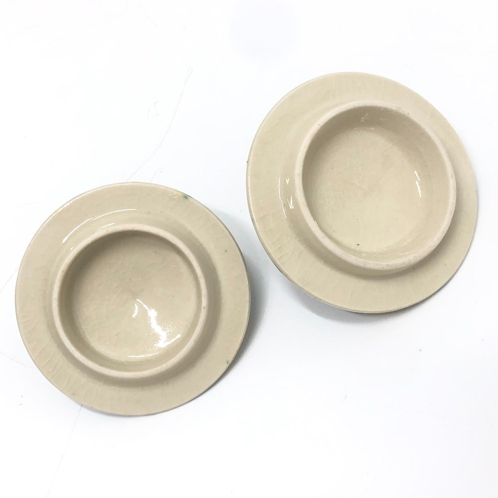 no brand 九谷焼洋山窯 青手 角福印 蓋付 夫婦湯呑 食器 コップ マグカップ 陶器 ユニセックス イエロー