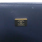 CHANEL Matelasse Double Flap Shoulder Bag with 2.55mm Hardware, Leather, Navy Blue