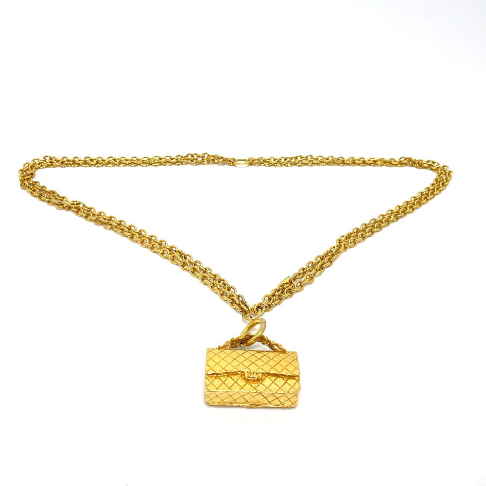 CHANEL バッグ型 モチーフ マトラッセ カバン ヴィンテージペンダント ネックレス GP レディース ゴールド