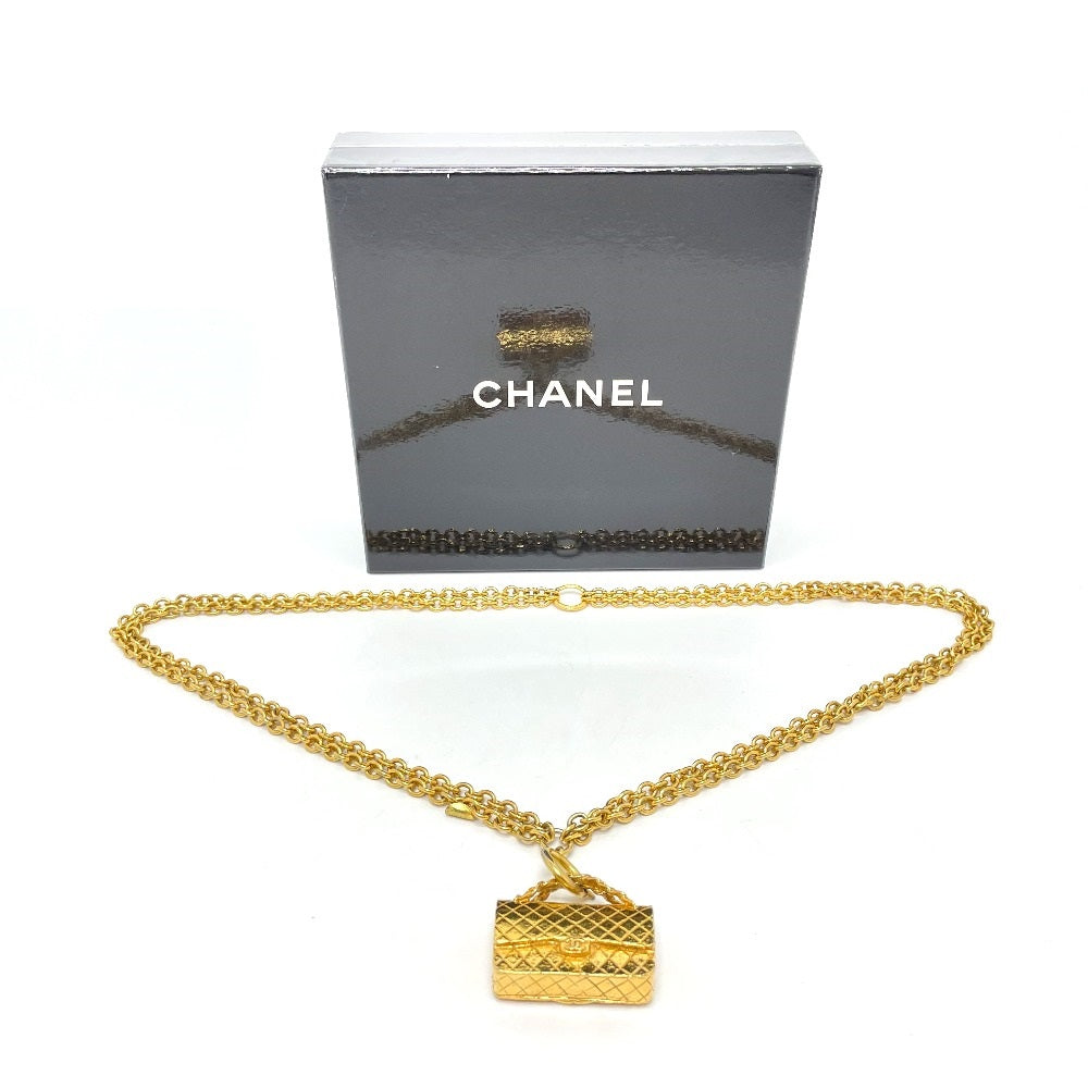 CHANEL バッグ型 モチーフ マトラッセ カバン ヴィンテージペンダント ネックレス GP レディース ゴールド