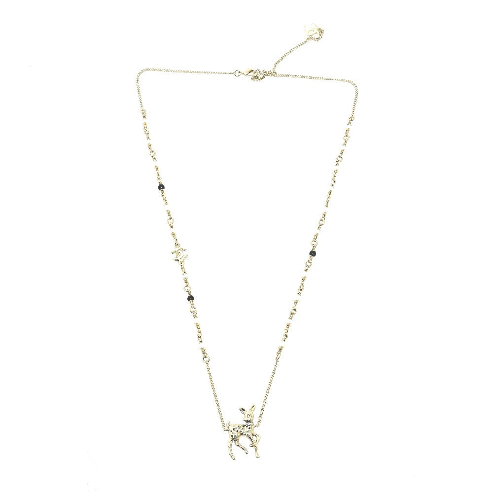 CHANEL G26 バンビ フェイクパール ネックレス メタル レディース ゴールド