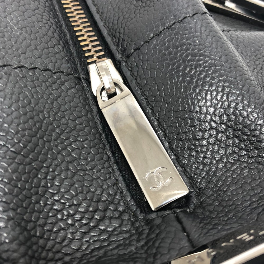 CHANEL Chocolate bar Mini Boston Bag, Handbag ボストンバック カバン バック Duffle Bag Soft Caviar Leather Black/SilverHardware Used
