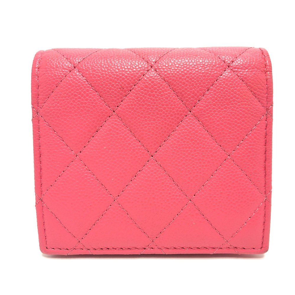 CHANEL AP3178 Matelasse Small flap wallet Bifold Wallet Wallet Bifold Wallet Folded wallet Caviar Leather pink/GoldHardware Used