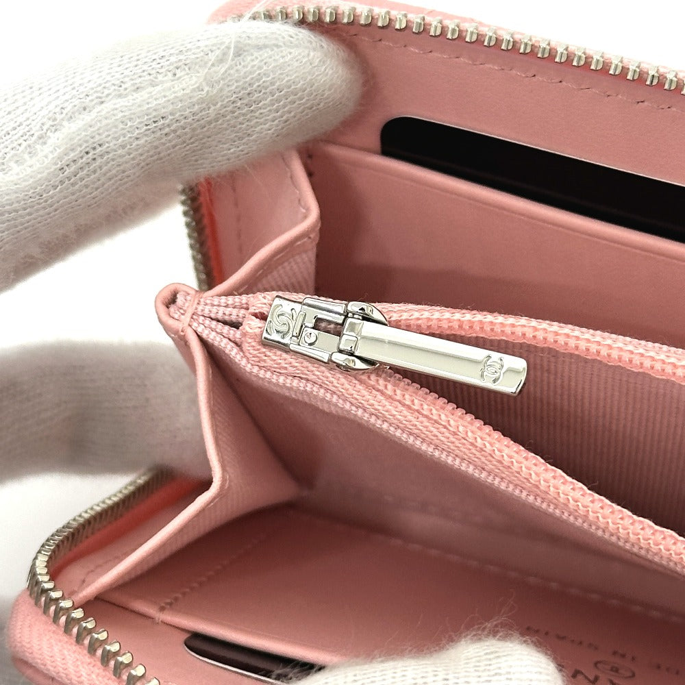 CHANEL マトラッセ ココスター ラウンド コンパクトウォレット 2つ折り財布 キャビアスキン レディース ピンク - brandshop-reference