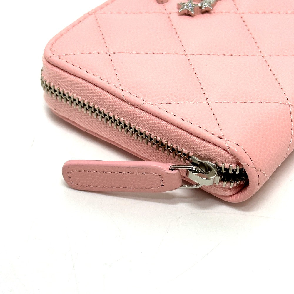 CHANEL マトラッセ ココスター ラウンド コンパクトウォレット 2つ折り財布 キャビアスキン レディース ピンク - brandshop-reference