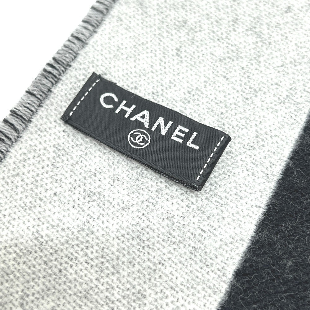 CHANEL ココマーク バイカラー アパレル小物 マフラー ウール レディース ブラック
