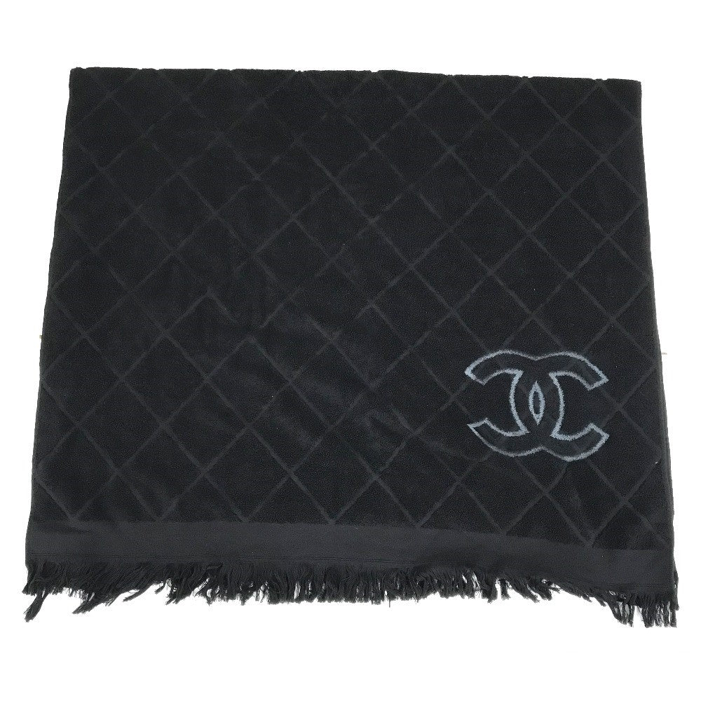CHANEL ココマーク CC ロゴ マトラッセ キルティング 大判 バスタオル タオル 雑貨 タオル コットン レディース ブラック