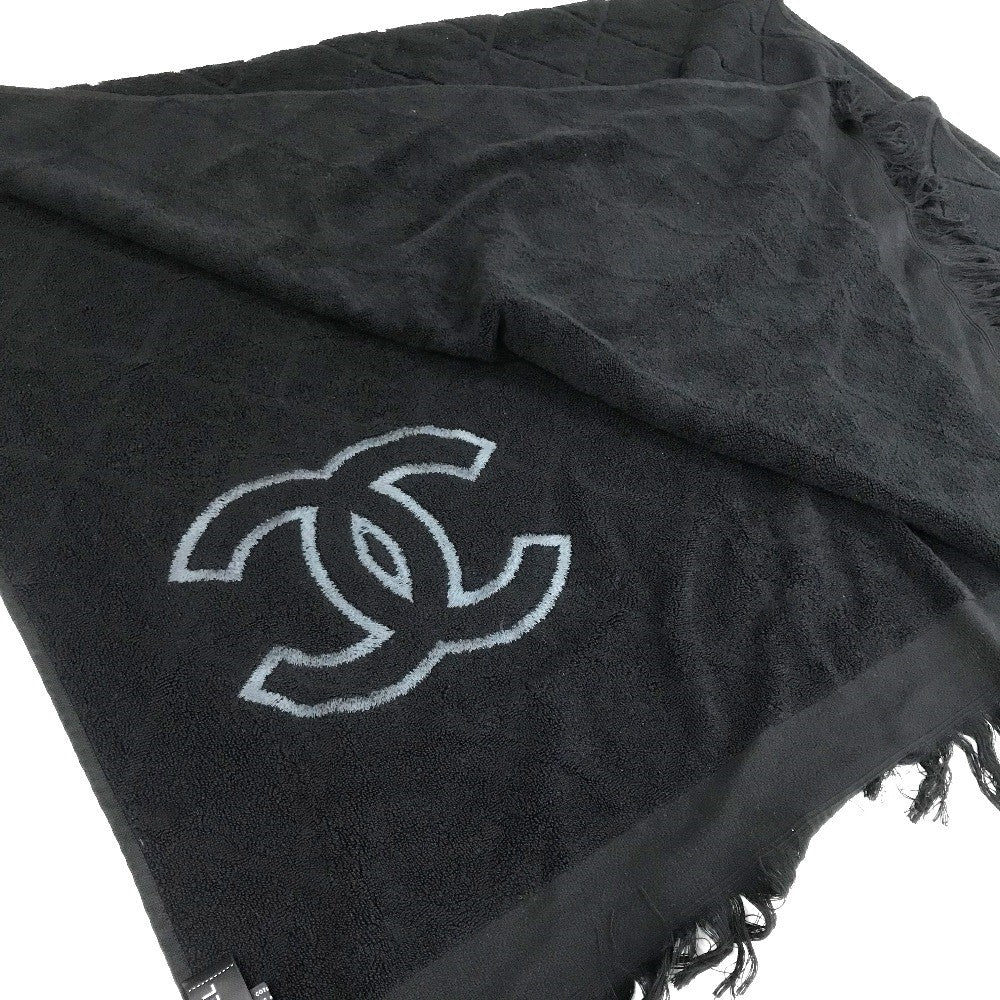 CHANEL ココマーク CC ロゴ マトラッセ キルティング 大判 バスタオル タオル 雑貨 タオル コットン レディース ブラック