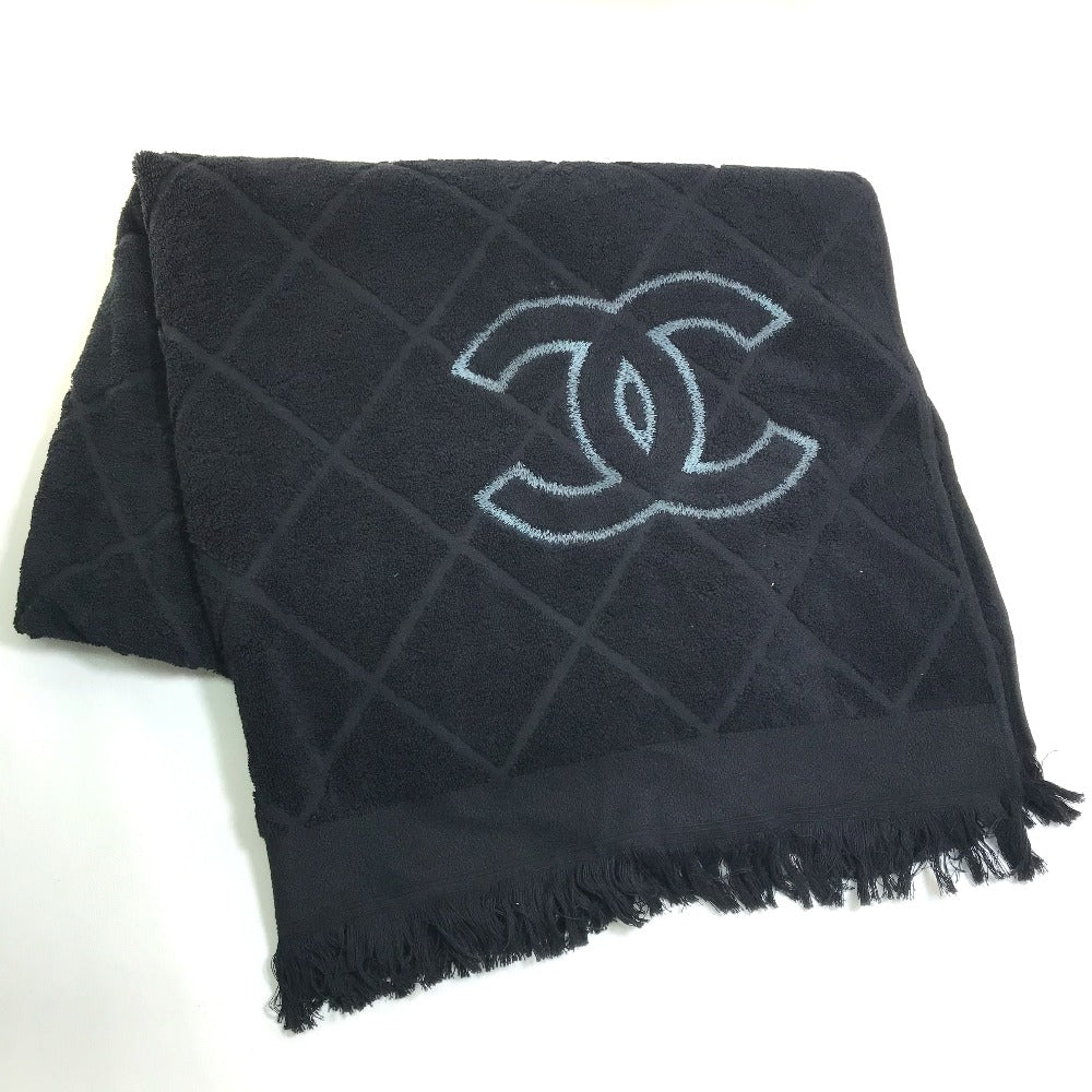 CHANEL ココマーク CC ロゴ マトラッセ キルティング 大判 バスタオル タオル 雑貨 タオル コットン レディース ブラック