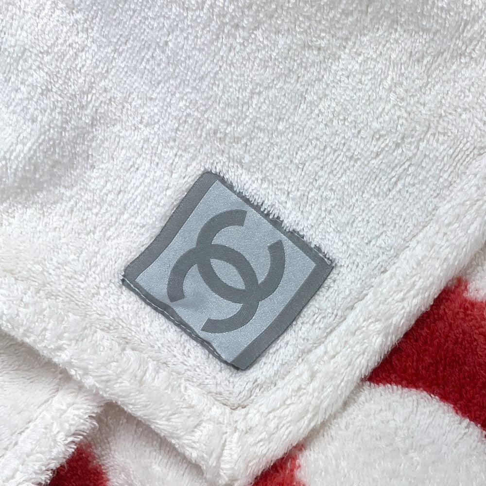CHANEL バスタオル インテリア ひざかけ ブランケット CC ココマーク ロゴ バイカラー ビーチタオル タオル コットン ユニセックス レッド - brandshop-reference