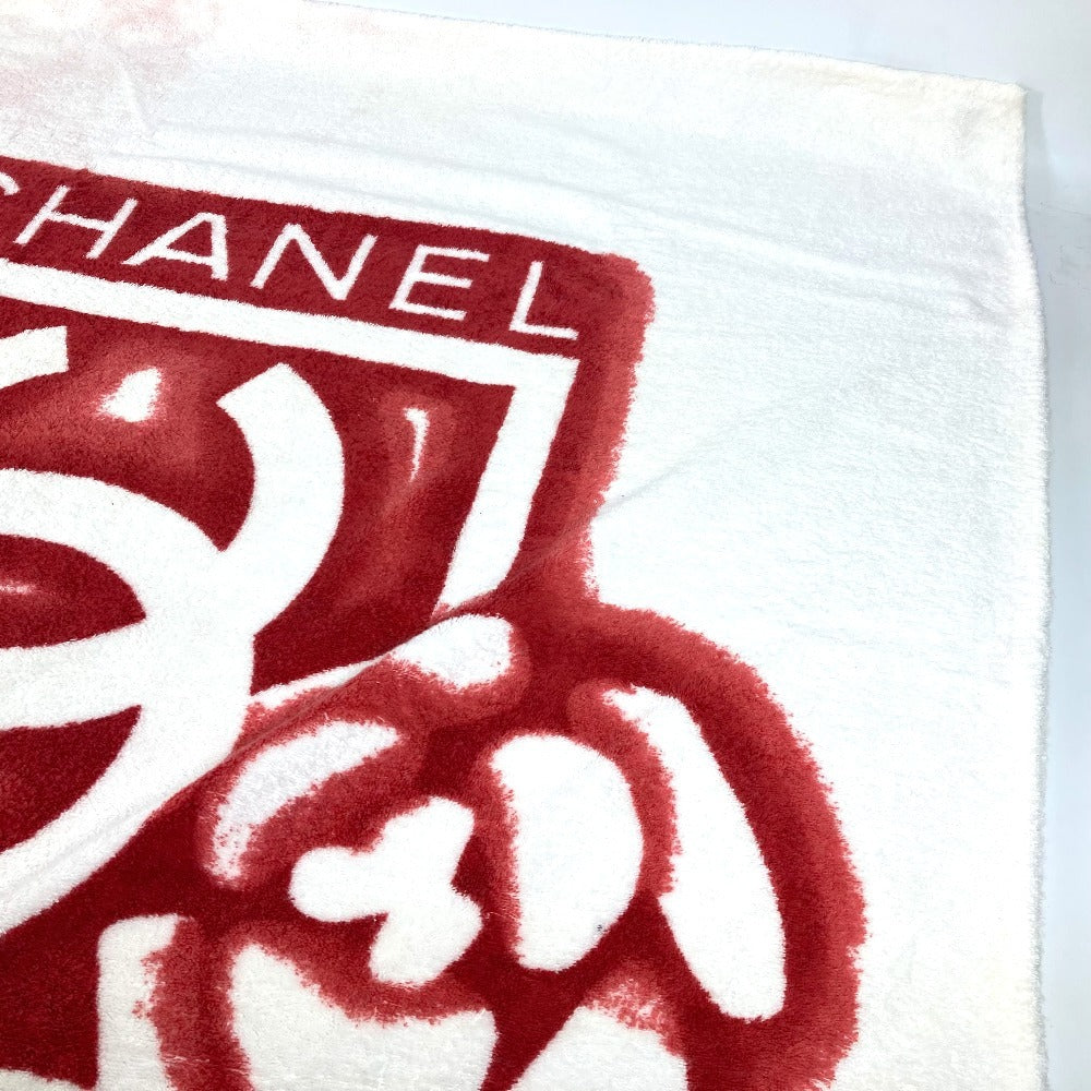 CHANEL バスタオル インテリア ひざかけ ブランケット CC ココマーク ロゴ バイカラー ビーチタオル タオル コットン ユニセックス レッド - brandshop-reference