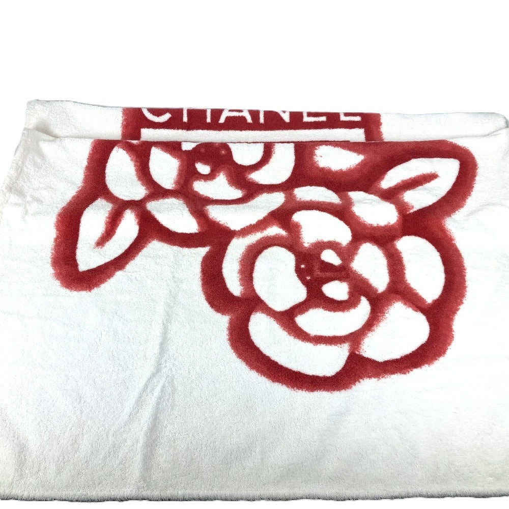 CHANEL バスタオル インテリア ひざかけ ブランケット CC ココマーク ロゴ バイカラー ビーチタオル タオル コットン ユニセックス レッド - brandshop-reference