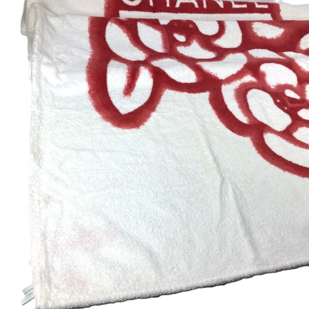 CHANEL バスタオル インテリア ひざかけ ブランケット CC ココマーク ロゴ バイカラー ビーチタオル タオル コットン ユニセックス レッド - brandshop-reference